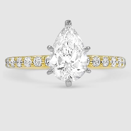 18K Yellow Gold petite shared prong half coverage 