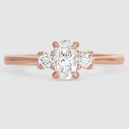 14K Rose Gold petite selene three stone 