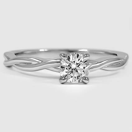 18K White Gold twisted vine solitaire 