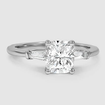 18K White Gold tapered baguette three stone 