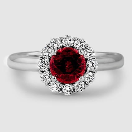 18K White Gold lotus flower halo 