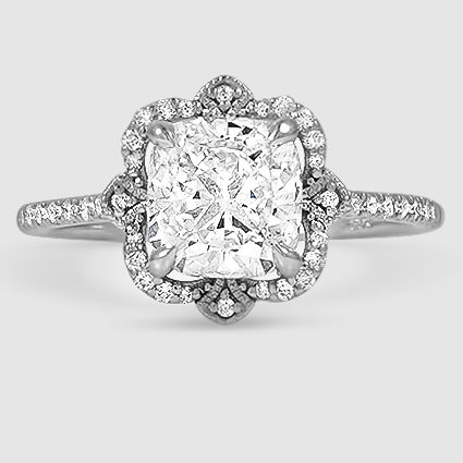 18K White Gold reina halo 
