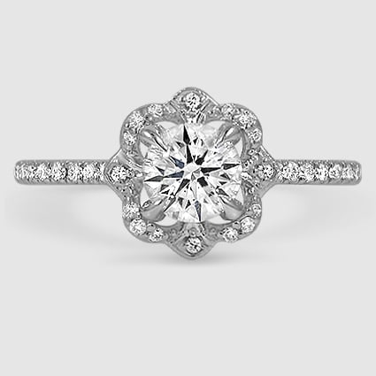 18K White Gold reina halo 
