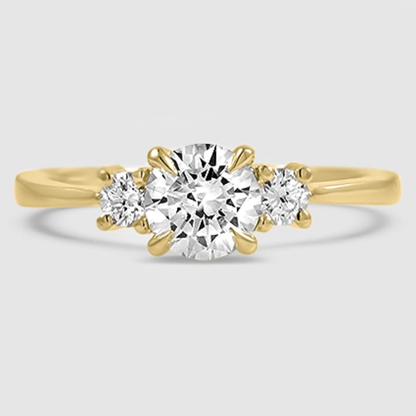 18K Yellow Gold petite selene three stone 
