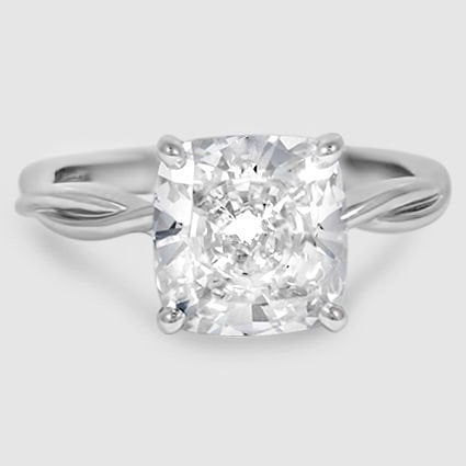 18K White Gold twisted vine solitaire 