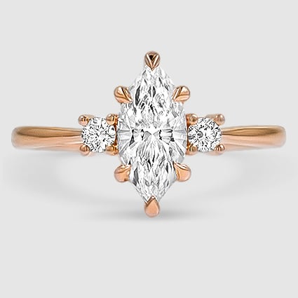 14K Rose Gold petite selene three stone 