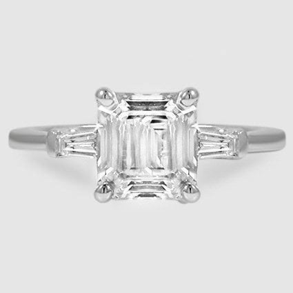 18K White Gold tapered baguette three stone 