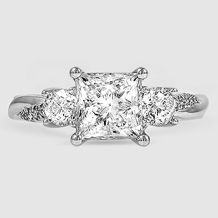Platinum petite twisted vine three stone 