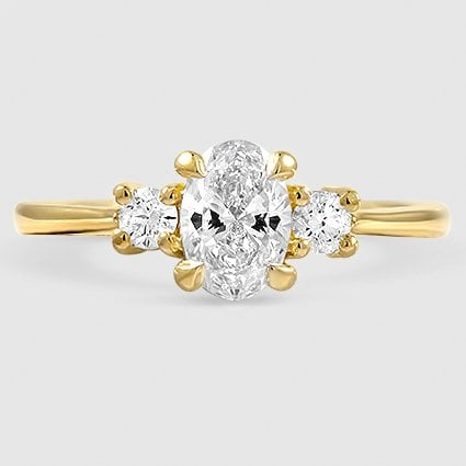 18K Yellow Gold petite selene three stone 