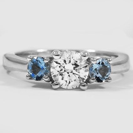 Platinum petite three stone trellis (Modified with Custom Accent Gems)