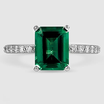 18K White Gold petite shared prong half coverage 