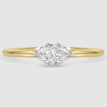 18K Yellow Gold horizontal petite comfort fit solitaire 