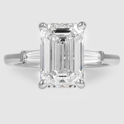 18K White Gold tapered baguette three stone 