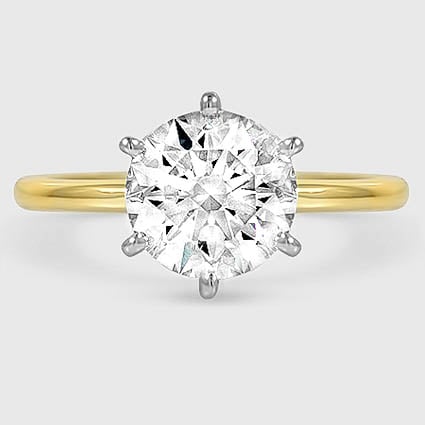 18K Yellow Gold six-prong petite comfort fit 1.5mm solitaire 