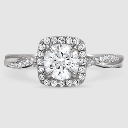 18K White Gold petite twisted vine halo 