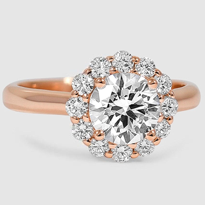 14K Rose Gold lotus flower halo 