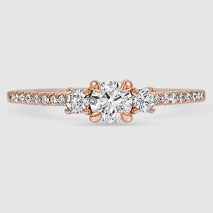 14K Rose Gold lyra three stone 