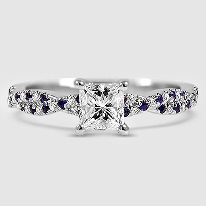 18K White Gold petite luxe twisted vine (Modified With Sapphire Accent Gems)