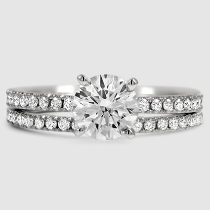 18K White Gold luxe ballad bridal set 