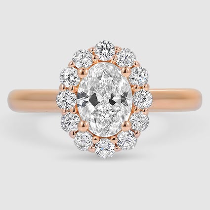 14K Rose Gold lotus flower halo 