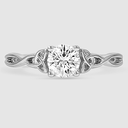 0.61 Carat Round Diamond 18K White Gold Entwined Celtic Love Knot Engagement Ring