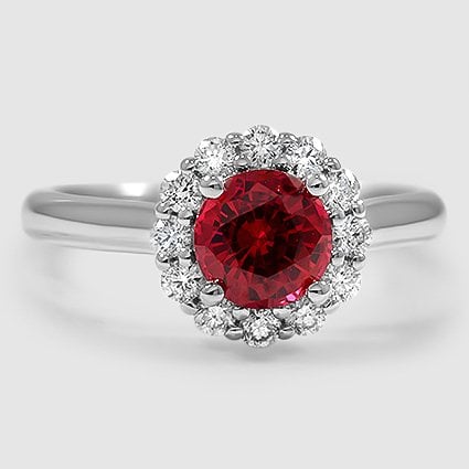 18K White Gold lotus flower halo 
