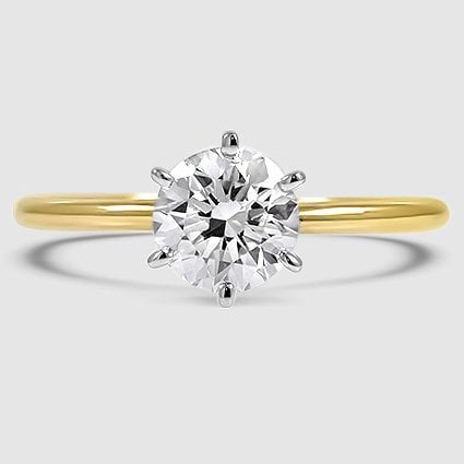 18K Yellow Gold six-prong petite comfort fit 1.5mm solitaire 