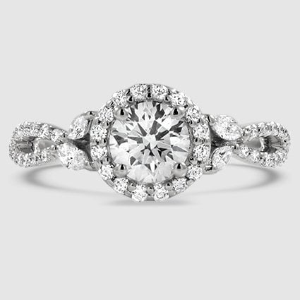 18K White Gold luxe willow halo 