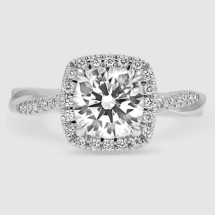 18K White Gold petite twisted vine halo 