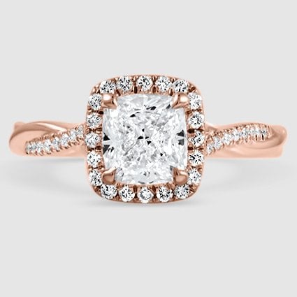 14K Rose Gold petite twisted vine halo 