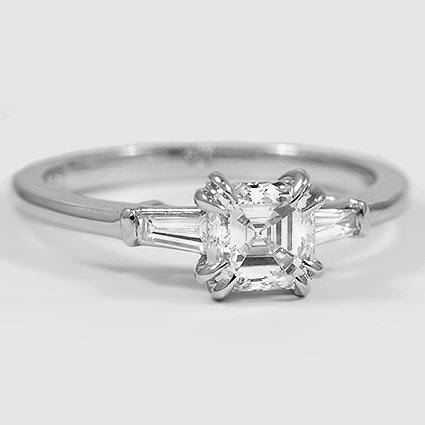 Platinum tapered baguette three stone (Modified with Split Claw Prongs)