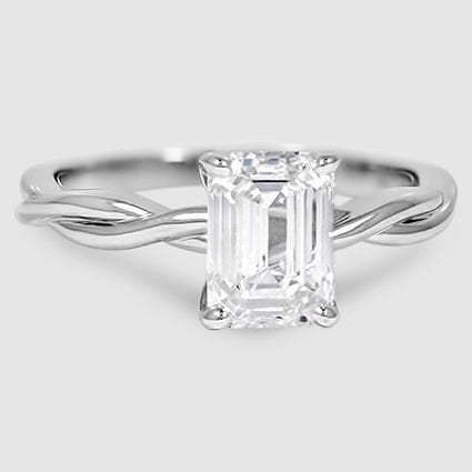 18K White Gold twisted vine solitaire 