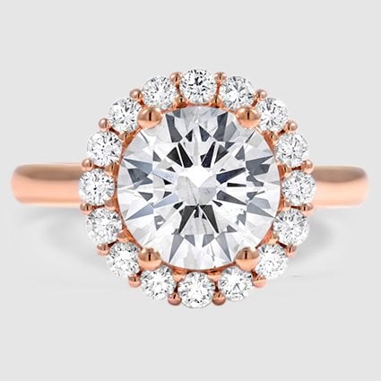 14K Rose Gold lotus flower halo 