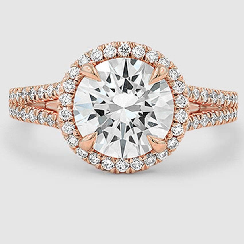 14K Rose Gold fortuna halo 