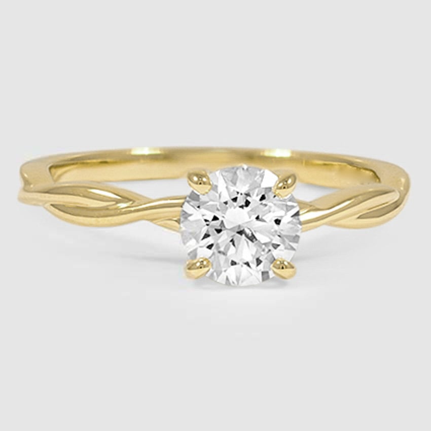 18K Yellow Gold twisted vine solitaire 