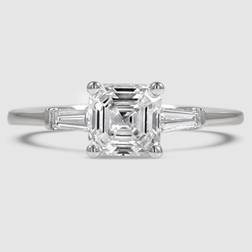 18K White Gold tapered baguette three stone 