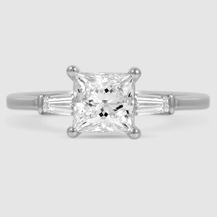 18K White Gold tapered baguette three stone 
