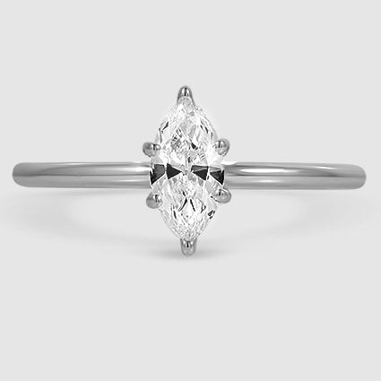 18K White Gold six-prong petite comfort fit 1.5mm solitaire 