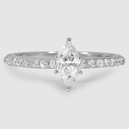 18K White Gold petite shared prong half coverage 