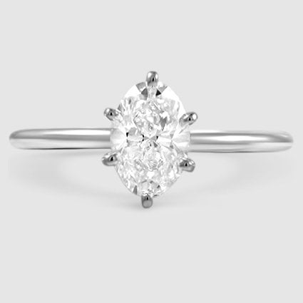 18K White Gold six-prong petite comfort fit 1.5mm solitaire 
