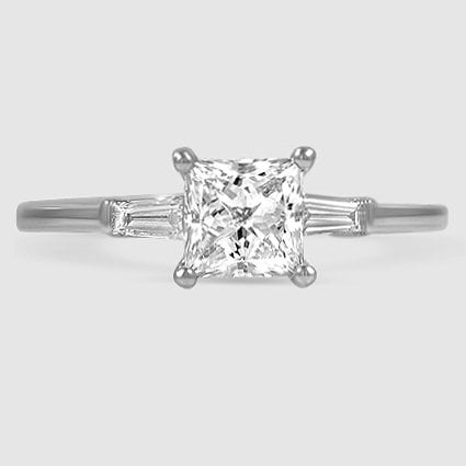 18K White Gold tapered baguette three stone 
