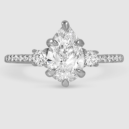 18K White Gold lyra three stone 