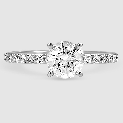 18K White Gold petite shared prong half coverage 