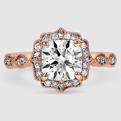 14K Rose Gold cadenza halo 