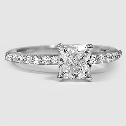 18K White Gold petite shared prong half coverage 