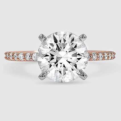 14K Rose Gold petite shared prong three-quarter coverage 