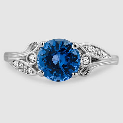 Sapphire Jasmine Diamond Ring in 18K White Gold