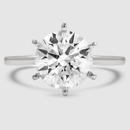 18K White Gold six-prong petite comfort fit 1.5mm solitaire 
