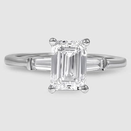 Platinum tapered baguette three stone 