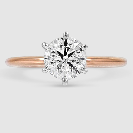 14K Rose Gold six-prong petite comfort fit 1.5mm solitaire 